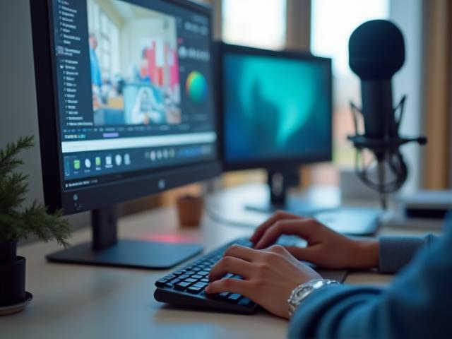 Afbeelding van een persoon die content creëert